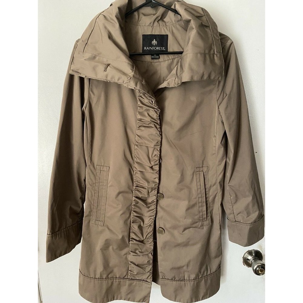 RAINFOREST RAIN JACKET Size XS Beige Tan Zip Up